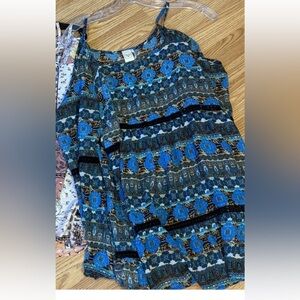 Blue and Black Patterned top BOHO